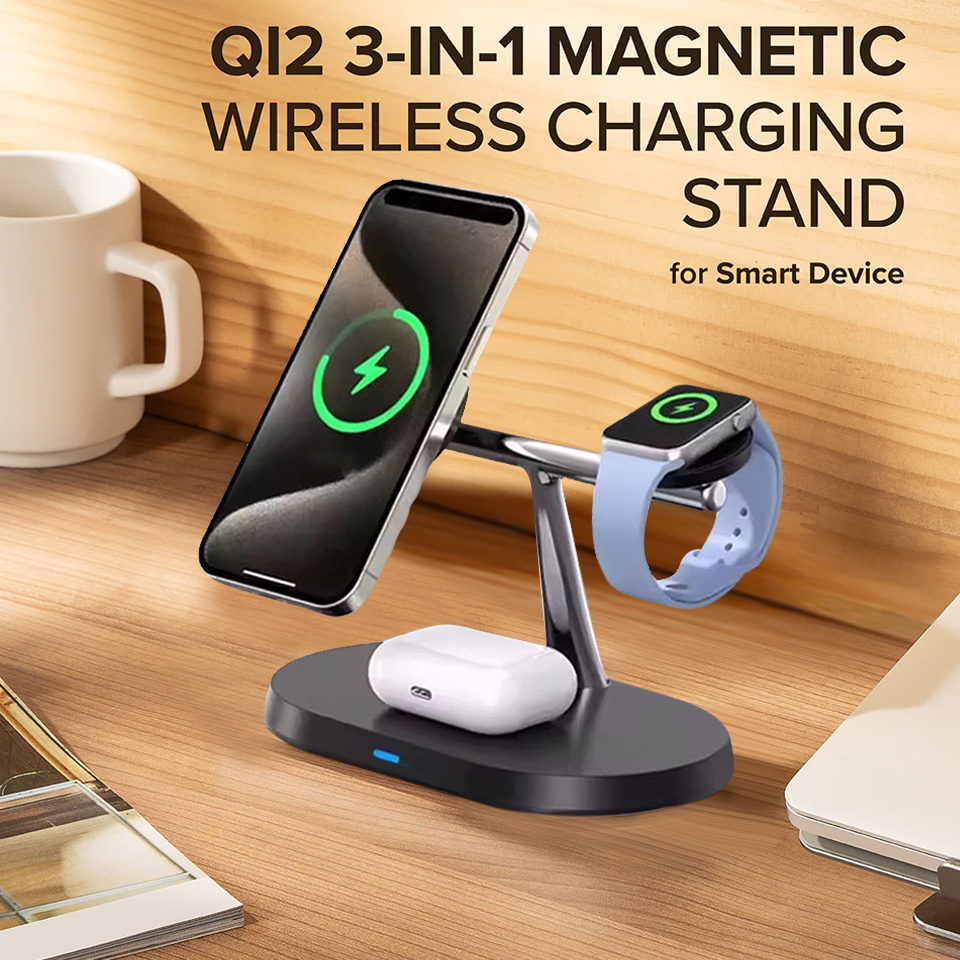 Wireless Charger Watch - 3 in 1 マグネット式ワイヤレス充電スタンド（MacSafe対応 iPhone 17/16/15/14