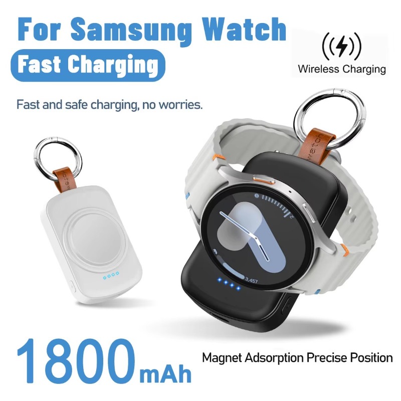 Wireless Charger Watch - ポータブル1800mAh磁気ワイヤレスウォッチ充電器 Samsung Galaxy Watch 8/7 Classic