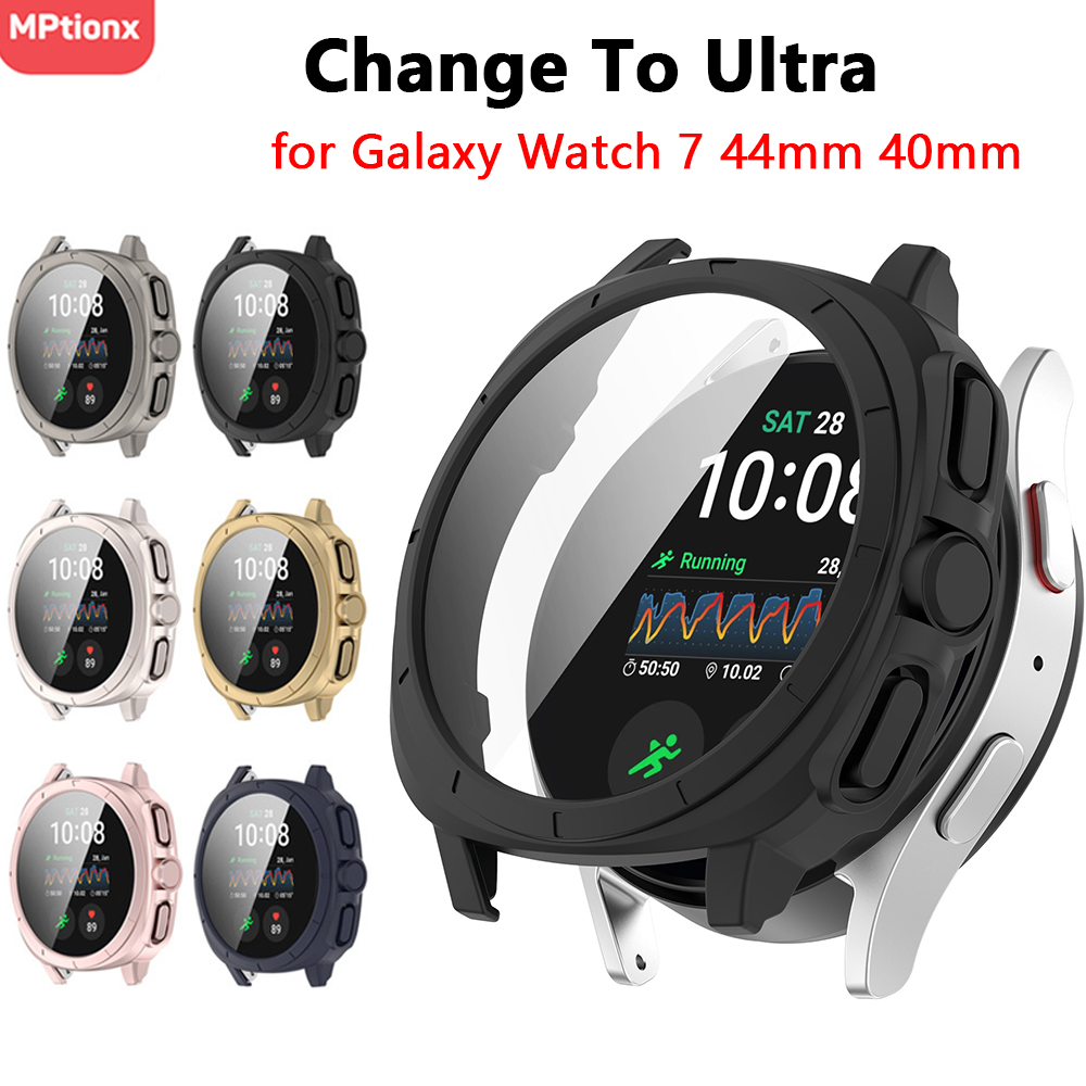 Samsung Smartwatch Accessories - サムスンギャラクシーウォッチ用ガラスとケース,スクリーンプロテクター,ウルトラバンパーカバーに変更,iwatchアクセサリー,40mm, 44mm