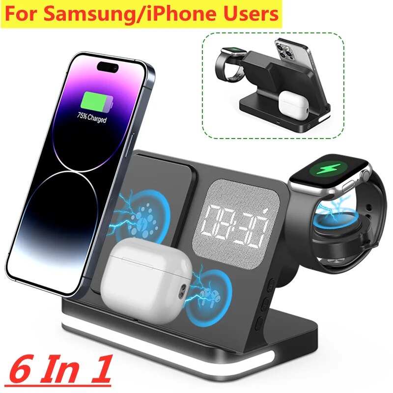 Wireless Charger Watch - ワイヤレス充電器スタンド iPhone 15 14 サムスン S23