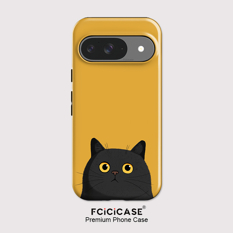 Google Pixel 9 Pro - Fcicicase Pixel 9 10 Pro用のかわいい黒猫柄スマホケース Google