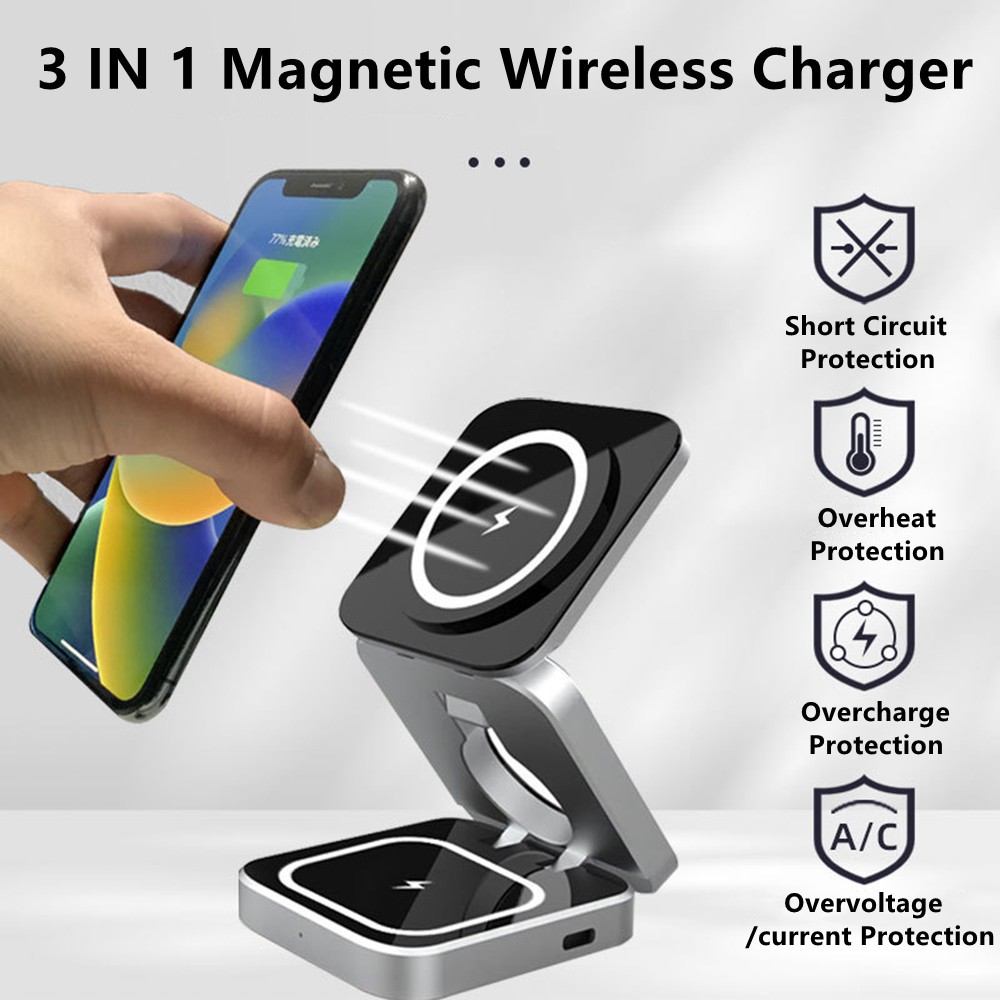 Wireless Charger Watch - 折りたたみ可能な磁気ワイヤレス充電器スタンドマグネットサムスンS25 S25 S24 IPhone 16用Galaxy Watch