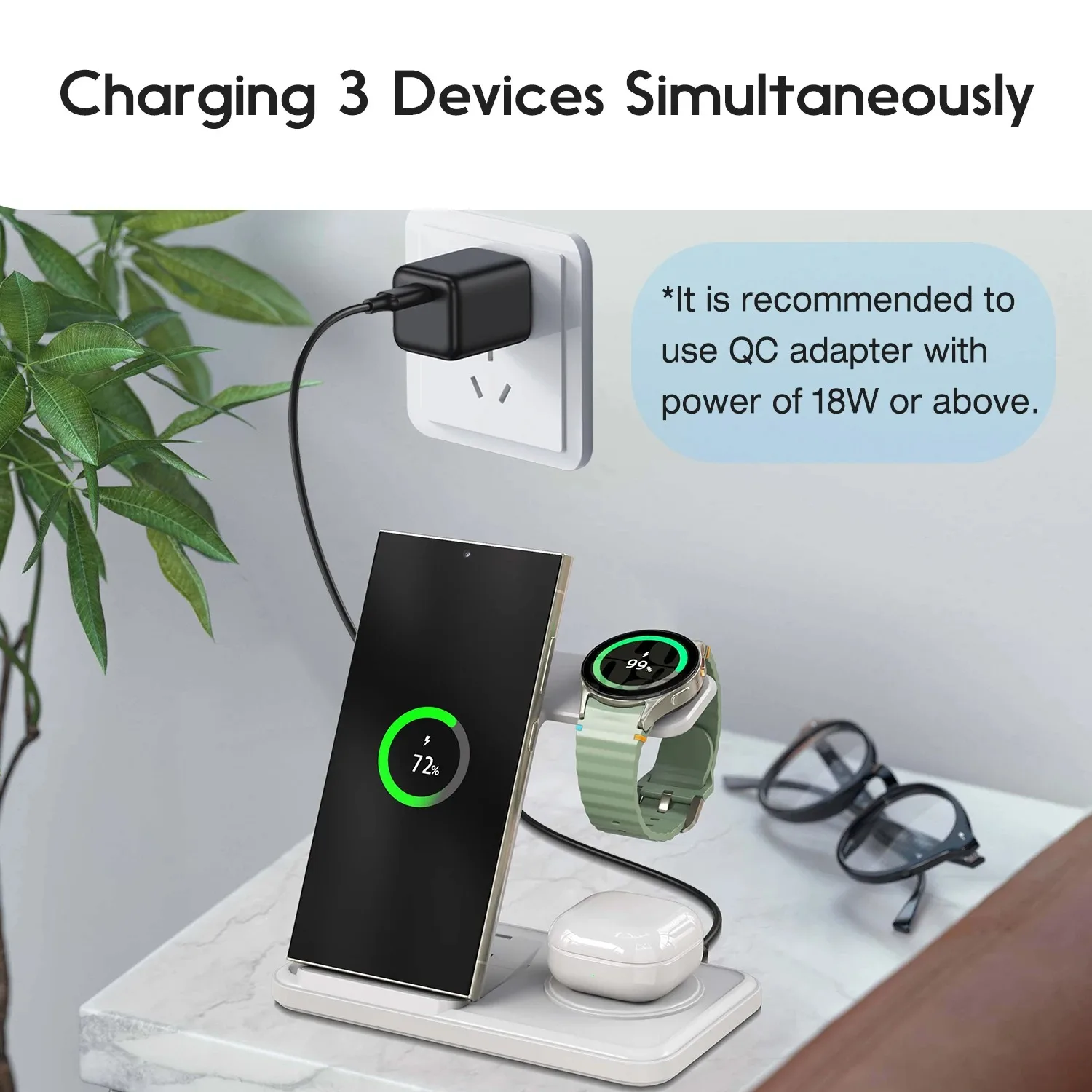 デスクトップ3-in-1ワイヤレス充電ステーション（Sams - Wireless Charger Watch のレビューと価格