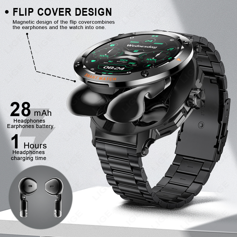 LIGE メンズイヤホン付きスマートウォッチ Bluetoo - Smartwatch Headset のレビューと価格