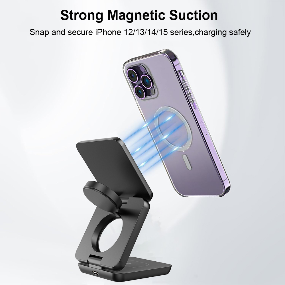 ワイヤレス充電器 3 in 1 折りたたみ式磁気ワイヤレス充 - Wireless Charger Watch のレビューと価格