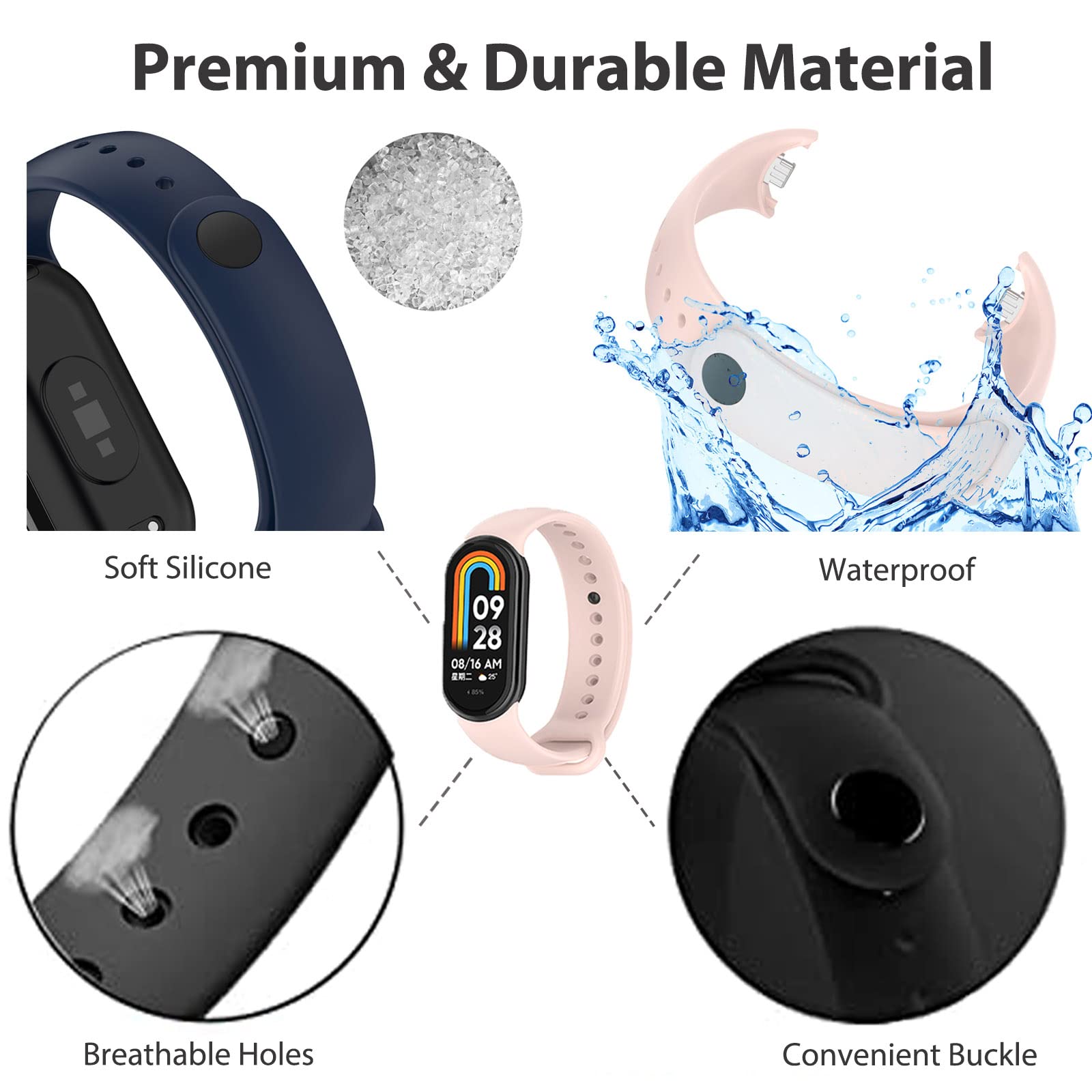 Xiaomi Mi Band 8用のスペアシリコンブレスレッ - Sport Loop Strap のレビューと価格