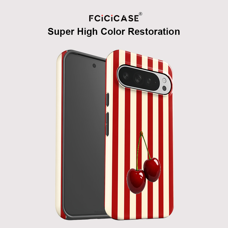 Fcicicase チェリーストライプパターン電話ケース G - Google Pixel 9 Pro のレビューと価格