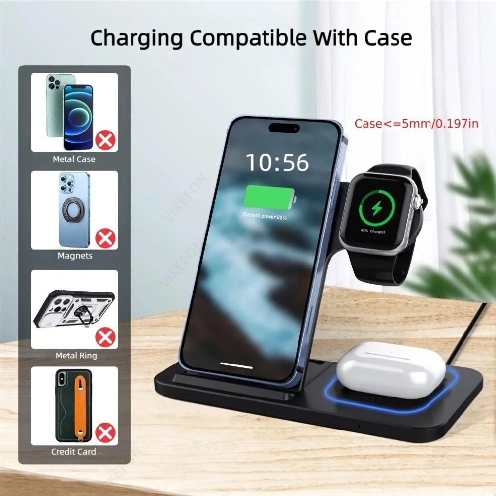 折りたたみ式3in1ワイヤレス充電ステーション iPhone - Wireless Charger Watch のレビューと価格