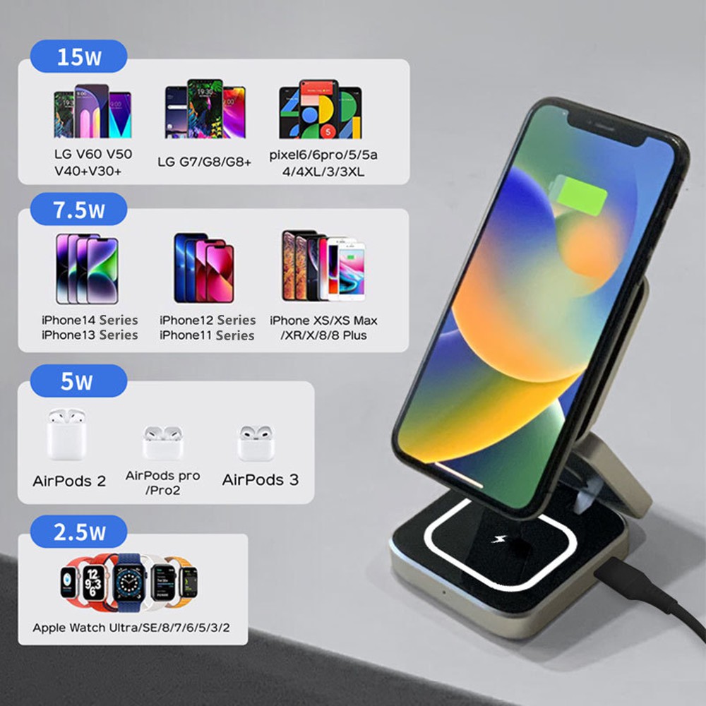 折りたたみ可能な磁気ワイヤレス充電器スタンドマグネットサムス - Wireless Charger Watch のレビューと価格