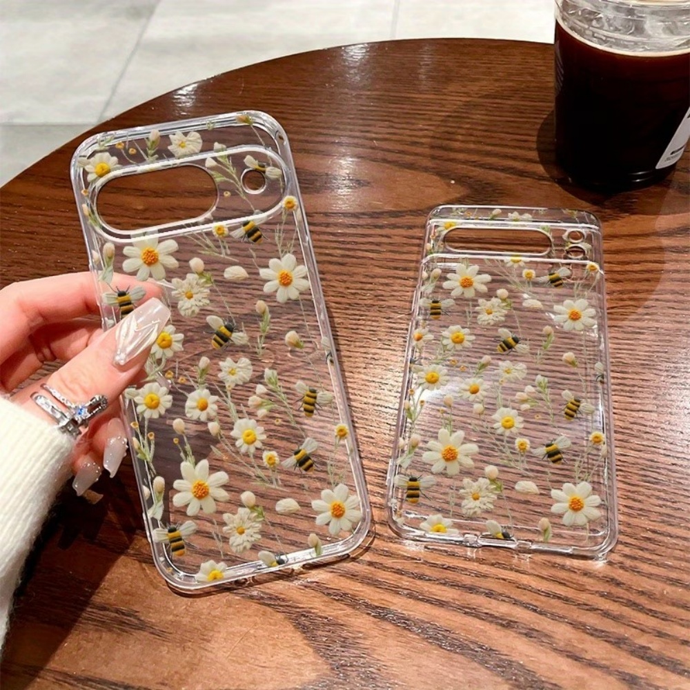 かわいいミツバチの花柄ソフトクリア電話ケース Google  - Google Pixel 9 Pro のレビューと価格