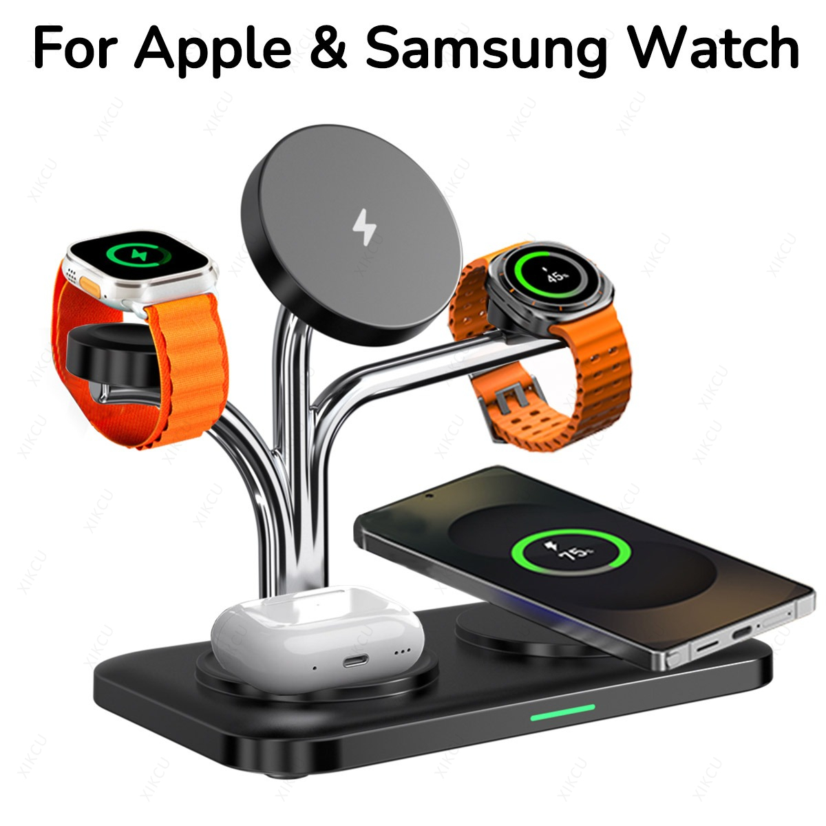 5 in 1 磁気ワイヤレス充電器、デュアルフォンとウォッチ - Wireless Charger Watch のレビューと価格
